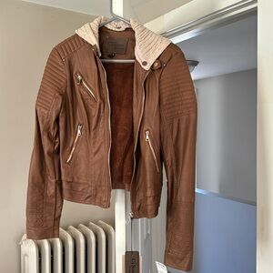 Faux fur leather jacket